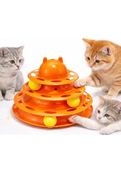 3 Katlı Kedi Oyuncağı Toplu İnteraktif Kedi Oyuncak Dönen Toplu Aktivite Oyuncağı Zeka Oyuncağı Kedi Eğlence Oyuncağı