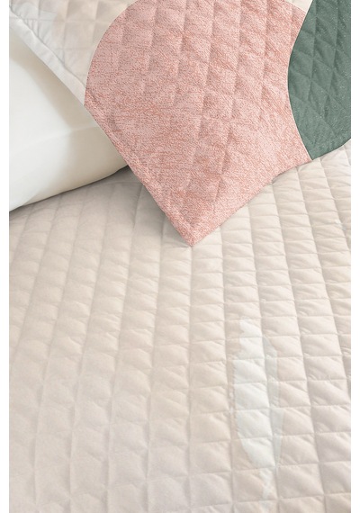Geometrik Yeşil Genç Kız Odası Tek Kişilik Pike Takımı-pudra Antrasit 160x220cm Kapitone Yatak Örtü Kahverengi