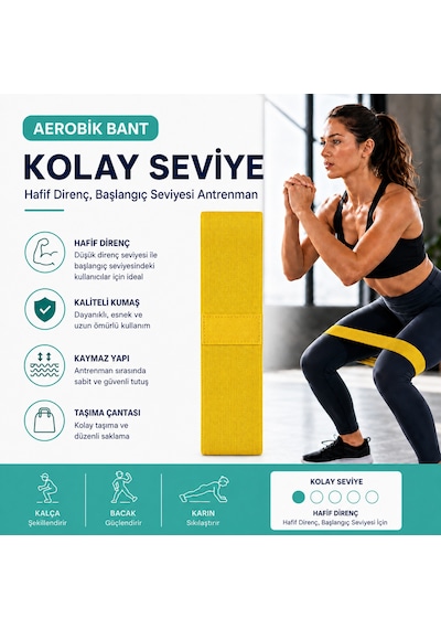 Voltrike Lab-1000 Profesyonel Aerobic Bant- Direnç Bandı Hafif Sarı Renk