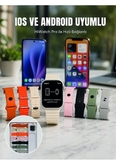 Akıllı Saat Bluetooth Arama Özellikli 7 Kordonlu Spor Ve Günlük Kullanıma Uygun