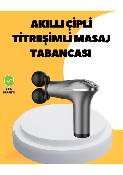 Şarjlı 4 Başlıklı Titreşimli Masaj Aleti Derin Kas Masajı Sporcu Destekli Siyah