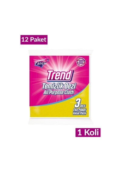 Trend Temizlik Bezi 3'lü 12 Paket 1 Koli Gri