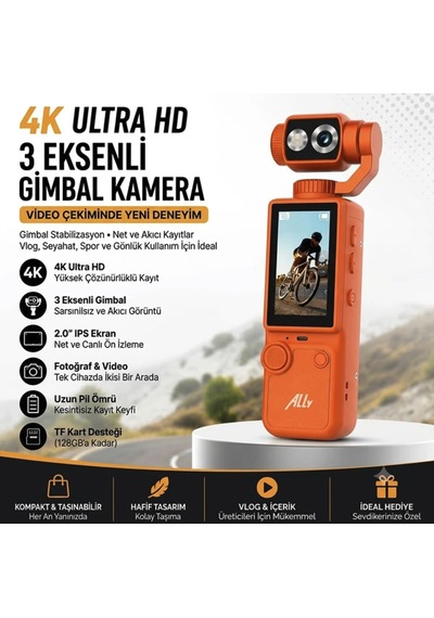 Hdr Destekli 4k Gimbal Aksiyon Kamera Titreşim Engelleme Yüz Takip Özellikli Youtuber Kamera