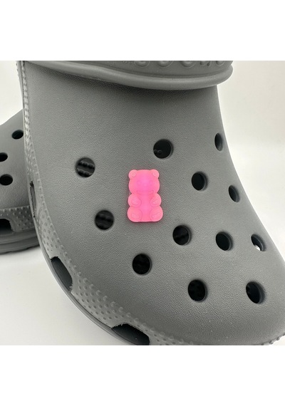 Crocs Terlik Süsü Ve Aksesuarı , Çanta Süsü Jibbitz Hribo Ayıcık Şeffaf Alt 06 Görsel Figür Aksesuar Neon Fuşya