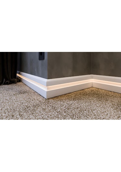 Effect Serisi 11.5 Cm Lake Beyaz Led Kanallı Ledli Pvc Süpürgelik