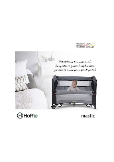 Mastic Anne Yanı Sallanır Cibinlikli Oyun Parkı Bebek Beşik 70x110 Cm Gri - Siyah