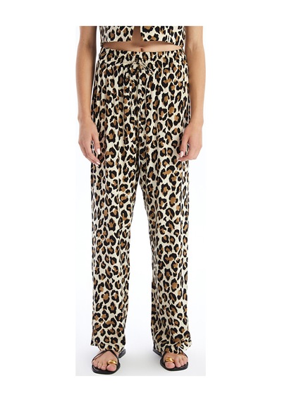 Lcw Limited Kahverengi Standart Fit Leopar Desenli Kadın Pantolon