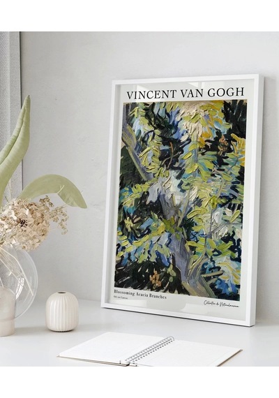 Çerçevesiz Poster Van Gogh Çiçek Açan Akasya Dalları
