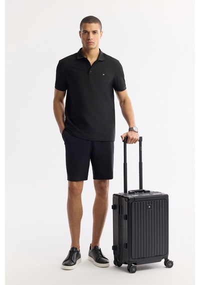 Avva Erkek Siyah Polo Yaka Jakarlı Elastan Regular Fit T-shirt A51y1121