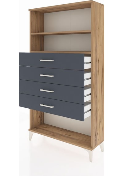 Arges Dolap 2 Raflı 4 Çekmeceli 88x30x163 Çam-antrasit Çam