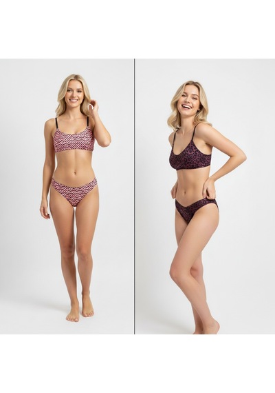 Bonbon Kadın Balensiz Desteksiz Scoop Sütyen Ve Slip Külot 2'li Takım Bb2280 Leopar