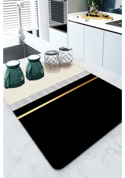 Siyah Modern Microfiber Bulaşık Kurutma Kurulama Matı Mm009