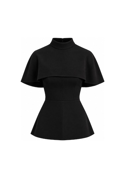 Laluvia Siyah Pelerinli Straplez Bluz - 2y1101
