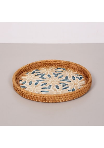Pearl 25x3 Cm Sedefli Rattan Tepsi & Duvar Dekoru Mix
