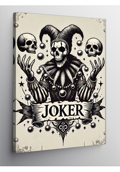 Kanvas Tablo Kara Joker Çizimi 70cmx100cm