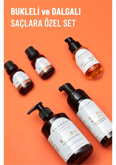 Concept Beauty Bukleli Saçlar İçin Şampuan 240 ML + Styling Mousse 150 ML + Wavy Curly 2 x 20 ML + Hair Care Serum 50 ML
