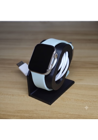 Hw Fit 4 / Fit 4 Pro / Watch 5 Uyumlu Akıllı Saat Masaüstü Şarj Standı & Kablo Tutucu - Siyah