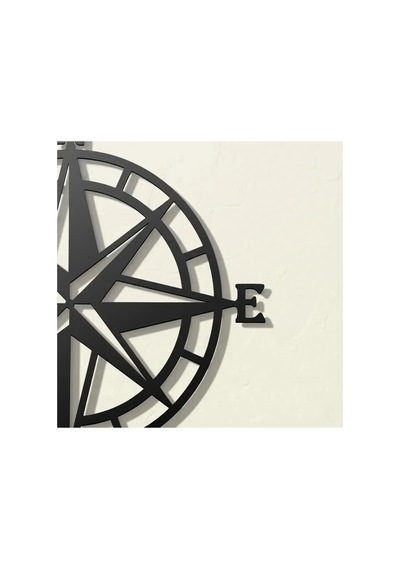 Pusula Metal Duvar Tablosu - Metal Duvar Sanatı - Beyaz - 30 X 30 Cm