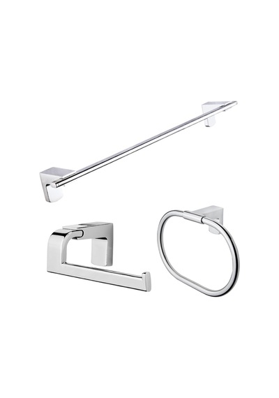 Premium Uzun Havluluk Yuvarlak Havluluk Kapaksız Kağıtlık Set Krom