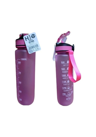Mor Renkli Kilitli Sızdırmaz Kapaklı Pipetli Matara Kayışlı Ve Motivasyon Yazılı Matara 1 Litre Mor Diğer
