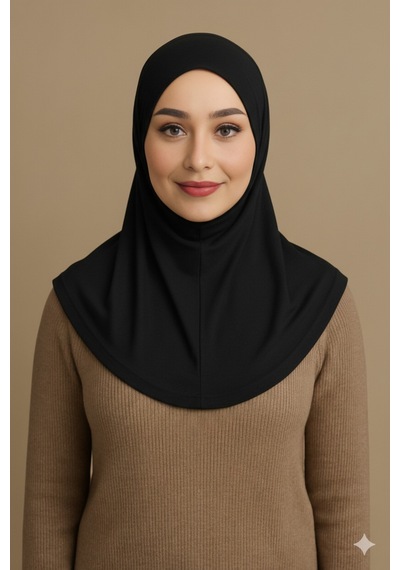 Sonbaharmoda Rahat Ve Şık İki Parça Viskon Likralı Tesettür Hijab Bone İçlik Günlük Kullanım Ve Namaz İçin Siyah