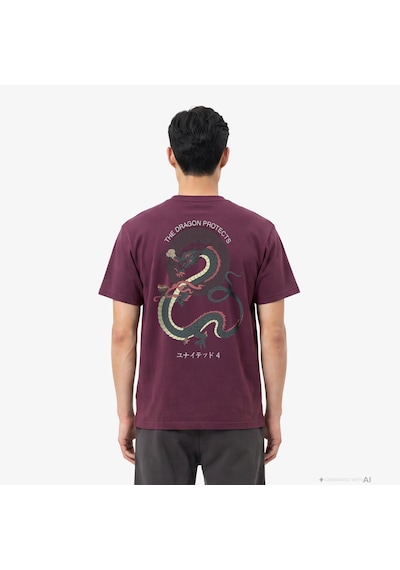 Unıted4 Regular Fit Erkek Bordo T-shirt Forest 2851846