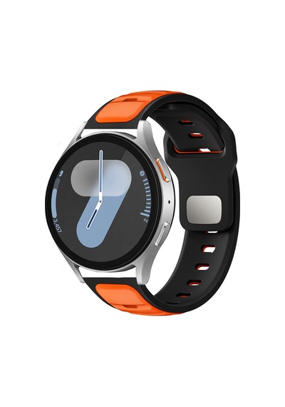 Gear S3 Gllp Krd-135 22mm Silikon Kordon Strap Kayış - Siyah-turuncu