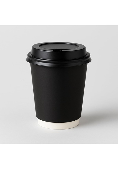 8 Oz Double Wall Siyah Görünüm Karton Bardak + Siyah Kapaklı 25'li Karıştırıcı Tıpaç Hediyeli çok renkli