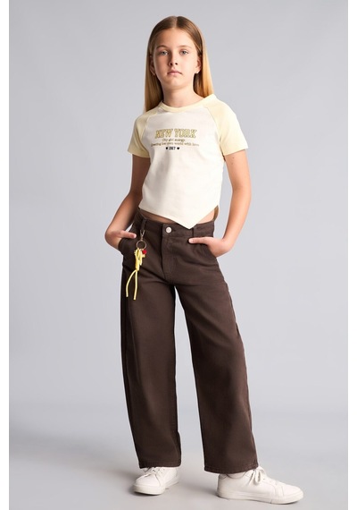 Defacto Baggy Fit Düz Paça Gabardin Pantolon Kız Çocuk I1699a826aubn335 Kahve-bn335