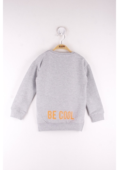 Toontoy Kız Çocuk Relax Fit Bisiklet Yaka Baskılı Sweatshirt - 2 İplik Gri