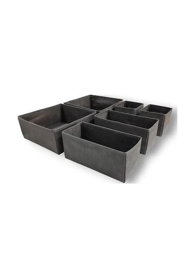Antrasit 6'li Çekmece İçi Düzenleyici Organizer Set - Çok Amaçlı Dolap İçi Kutu Seti Genel