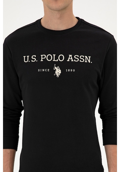 U.S. Polo Assn. Erkek Regular Fit Bisiklet Yaka Siyah İnce Basic Sweatshirt 50313743-VR046