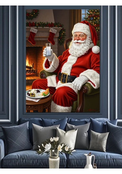 Ahşap Tablo Noel Baba Rakı Keyfi Ünlü Tabloları