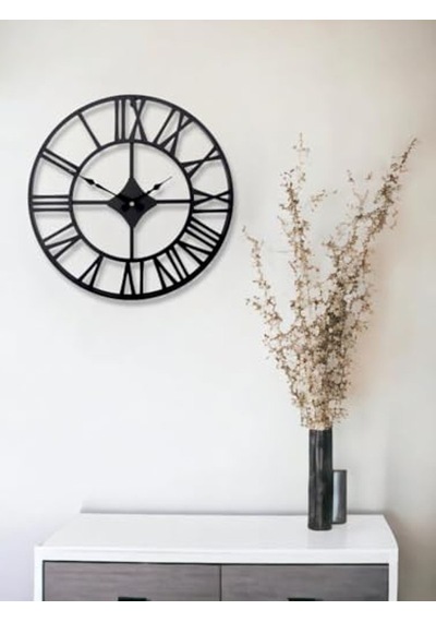 30 Cm Çapında Roma Rakamlı Metal Duvar Saati, Şık Tasarım 0240-keçe-şekilli-48cm