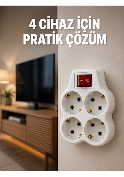 Kablosuz Duvar Tipi 4 Lü Priz Çoklayıcı Anahtarlı Elektrik Priz Çoğaltıcı 0