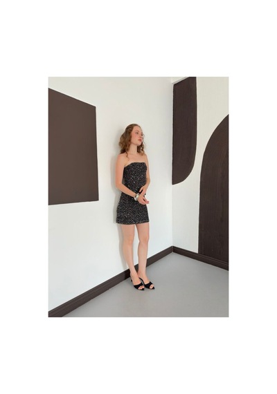 Verymoda Pullu Mini Etek D3119 Siyah