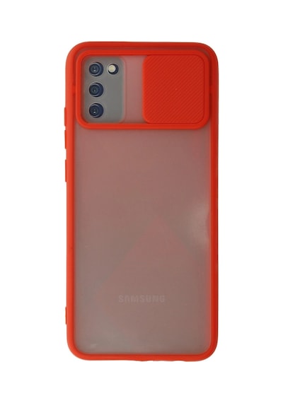 Samsung Galaxy A02s Kılıf Palm Buzlu Kamera Sürgülü Silikon - Kırmızı