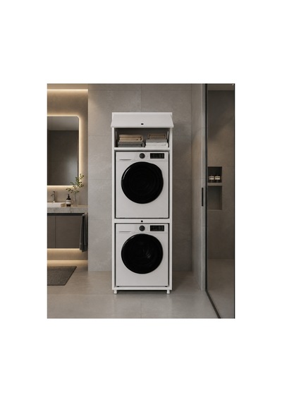 Next Çamaşır&kurutma Makinesi Dolabı Mdf Beyaz Banyo Çok Amaçlı Dolap Beyaz - 883459221 Beyaz