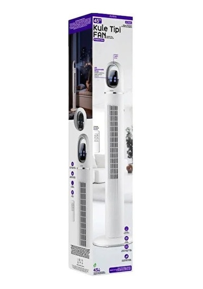 Auhma Acfn06 Kule Tipi Vantilatör 45w Uzaktan Kumandalı Sessiz Vantilatör Dokunmatik Led Ekranlı 3 Modlu