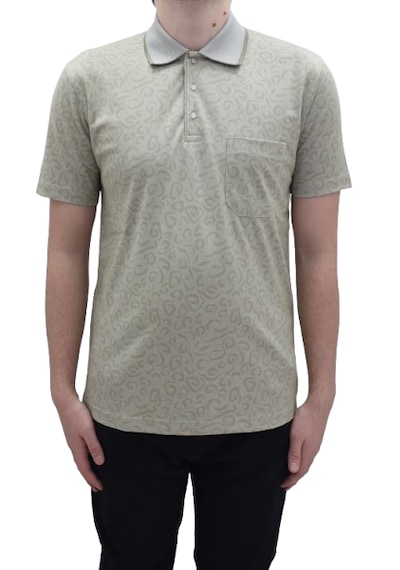 Santa Dmctekstil Erkek 2026 Desenli Klasik Kesim Rahat Kalıp Tek Cepli Polo Yaka T-shirt Yeşil