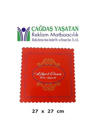 Karton Pasta Altlığı Kırmızı 27 X 27 100 Adet - 057