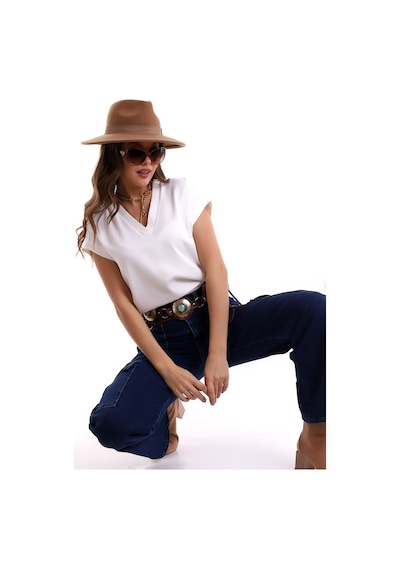 Dreamlike V Yaka Kısa Tırnak Kol Standart Rahat Kesim Şık Ve Cool Saten Bluz