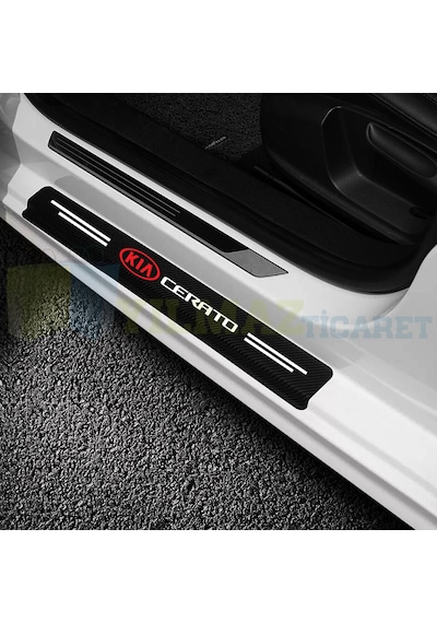 Kia Cerato Logo Karbon Kapı Eşiği Koruma Oto Sticker 4 Parça