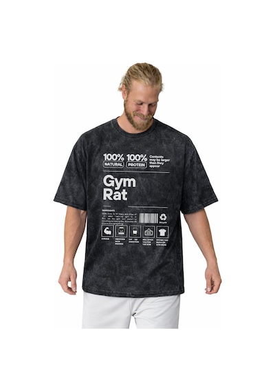 Gym Rat Fitness Bodybuilding Sporcu Gym Baskılı Unisex Oversize V Siyah