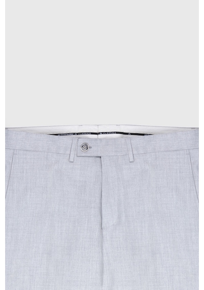 Ac&co Erkek Acık Grı Slim Fit Mono Yaka Çizgili Kapak Cepli Takım Elbise Açık Gri
