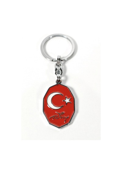Kırmızı Ay Yıldız, Türkiye Yazılı Sekizgen Metal Anahtarlık Çok Renkli
