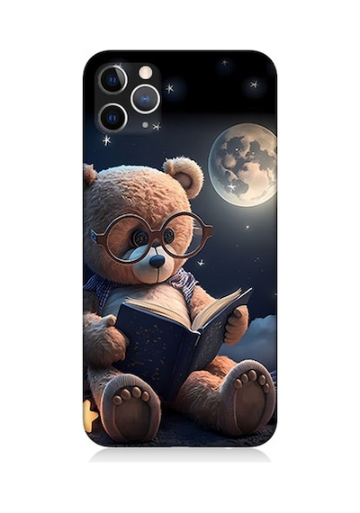 Apple Uyumlu  iPhone 11 Pro Silikon Kılıf Kitap Okuyan Sevimli Ayı Tedy