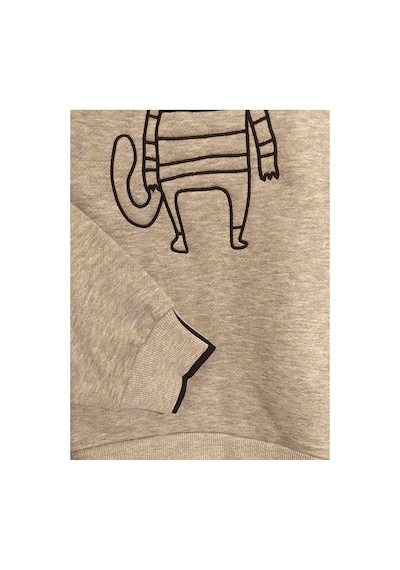 The Kadın Kedi Nakışlı Sweatshirt Rahat Kalıp 3 İplik Şardonsuz, Siyah & Gri Melanj Gri Melanj The Kadın Kedi Nakışlı Sweatshirt Rahat Kalıp 3 İplik Şardonsuz, Siyah & Gri Melanj Gri Melanj