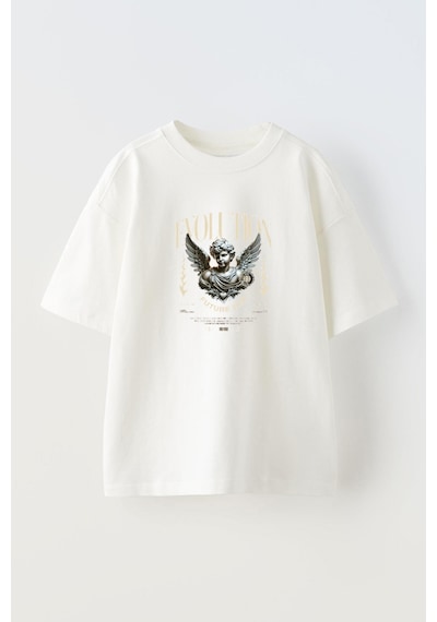 Thewert Unisex Evolutıon Tasarım Baskılı Pamuk Beyaz Oversize T-shirt