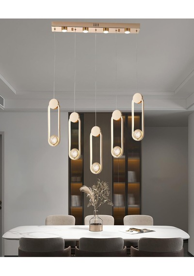 Beckett 5'li Sıralı Kristal Top Başlıklı Gold Led Sarkıt Avize Diğer